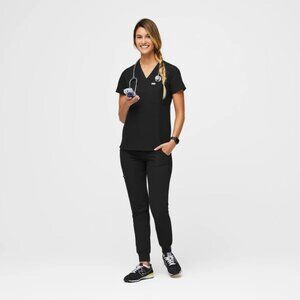 Figs Black M Scrub Set, Catarina One Pocket Top and Zamora High Waisted Pant